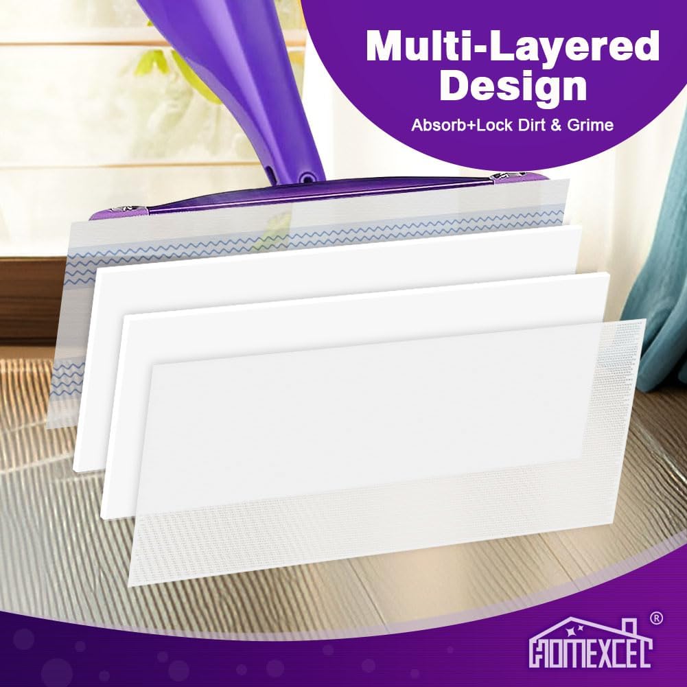HOMEXCEL Multi-Layer Dry Floor Mop Pads Compatible with Swiffer WetJet-All Purpose Multi Surface Floor Cleaner Spray Mop Pads Refills for Hardwood Floor,16 Count