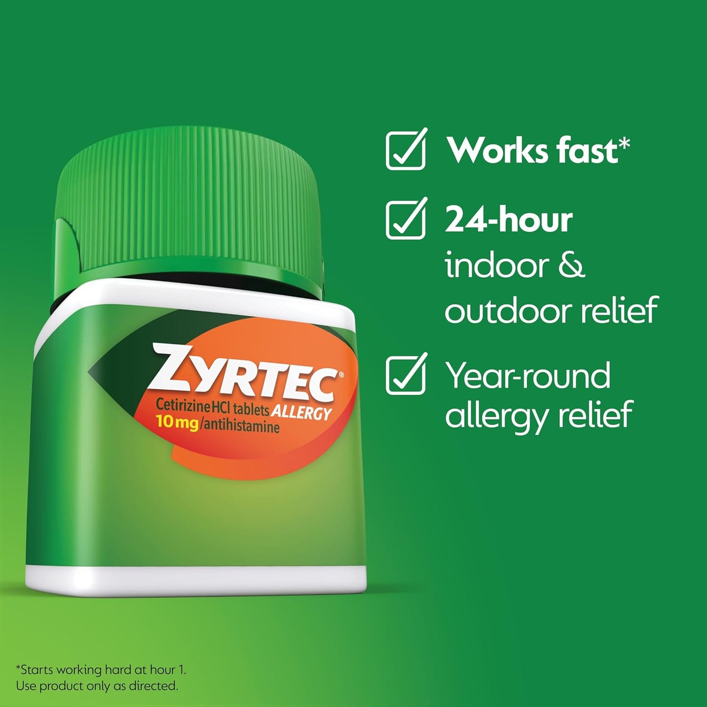 Zyrtec 24 Hour Allergy Relief Tablets, Indoor and Outdoor Allergy Medicine with 10 mg Cetirizine HCl per Antihistamine Tablet, Bundle Pack, 90 ct + 3 ct Travel Packs, 93 Count