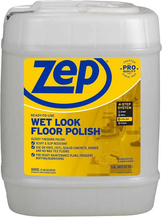 Zep Zuwlff5g Wet Look Floor Finish, 5-Gals. Floor Cleaner, Stripper & Polish